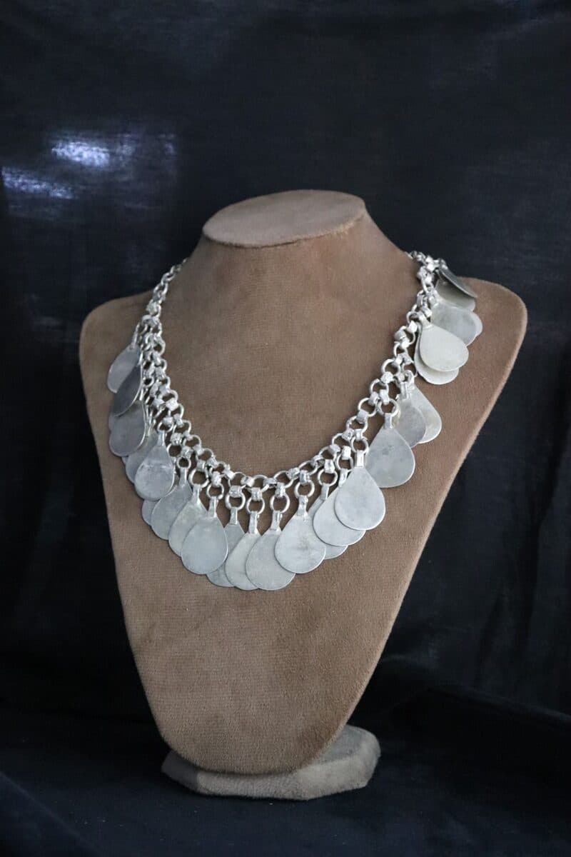 Silver Petal Fringe Necklace