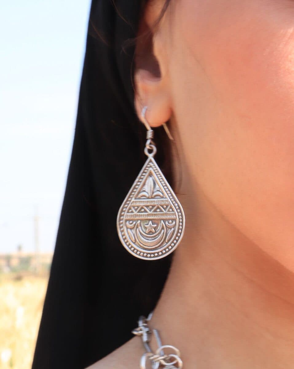 Engraved Teardrop Earrings